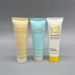 Merle Norman Luxiva Foaming & Delicate Balance‎ Cleanser Sunblock Travel Lot NOS